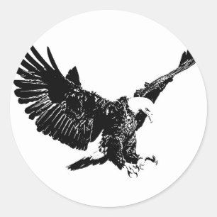 Black & White Eagle Classic Round Sticker