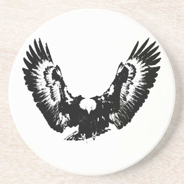 Black & White Eagle Drink Coaster (Front)
