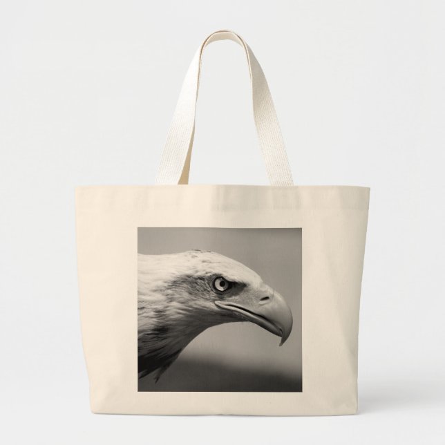Black & White Eagle Eye Large Tote Bag (Front)