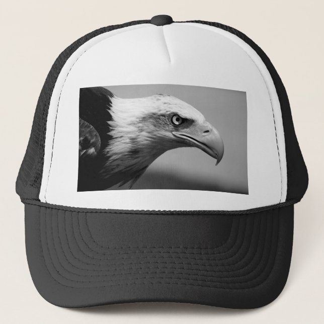 Black & White Eagle Eye Trucker Hat (Front)