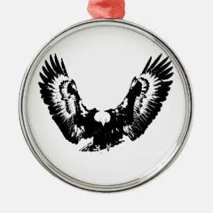 Black & White Eagle Metal Ornament