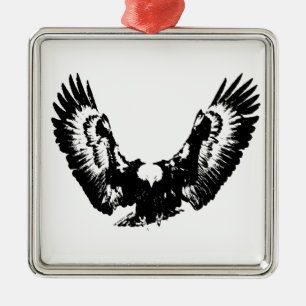 Black & White Eagle Metal Ornament