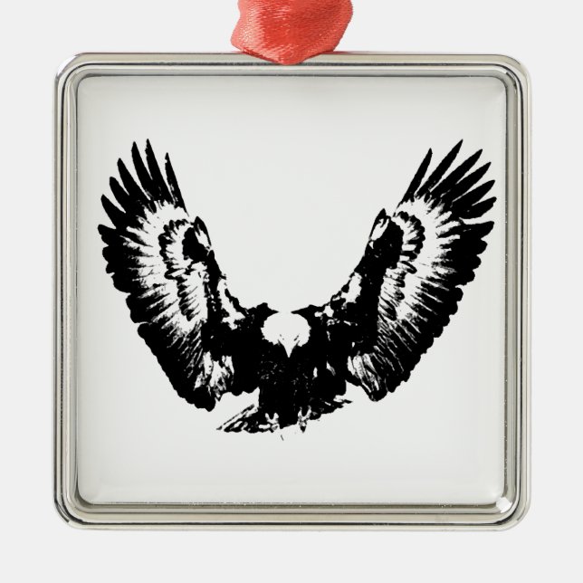 Black & White Eagle Metal Ornament (Front)