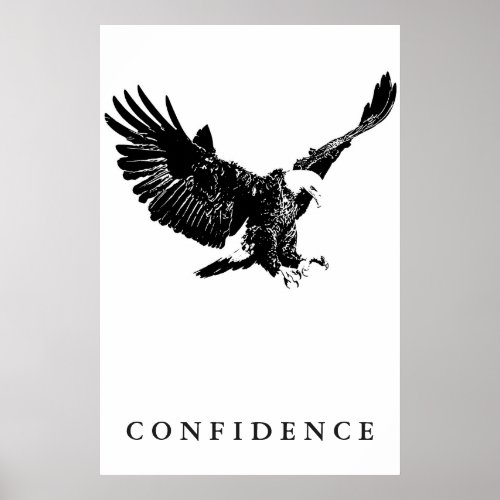 Black White Eagle Motivational Confidence Poster