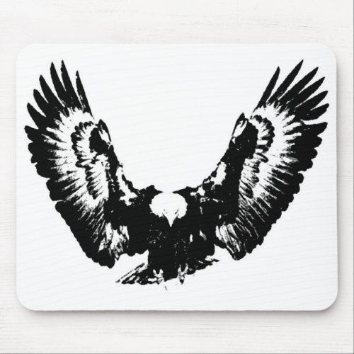 Black  White Eagle Mouse Pad