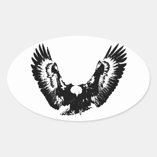 Black  White Eagle Oval Sticker