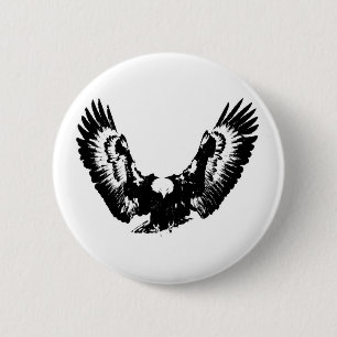 Black & White Eagle Pinback Button