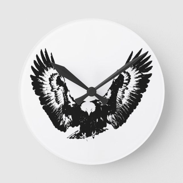 Black & White Eagle Round Clock (Front)