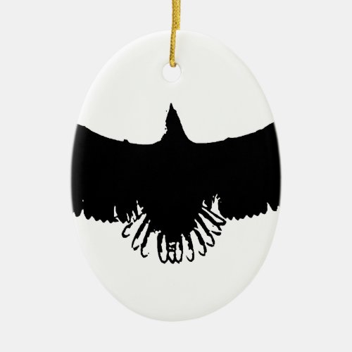 Black  White Eagle Silhouette Ceramic Ornament