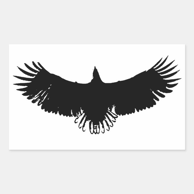 Black & White Eagle Silhouette Rectangular Sticker (Front)