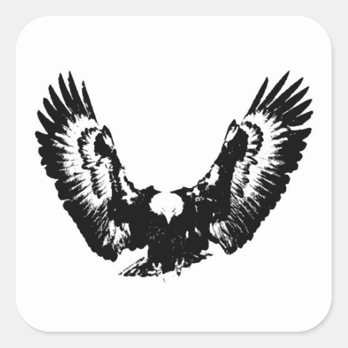 Black  White Eagle Square Sticker