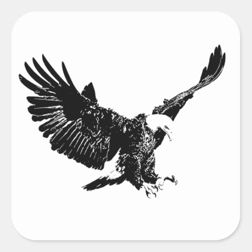 Black  White Eagle Square Sticker