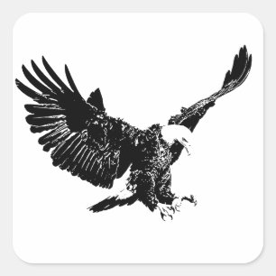 Black & White Eagle Square Sticker
