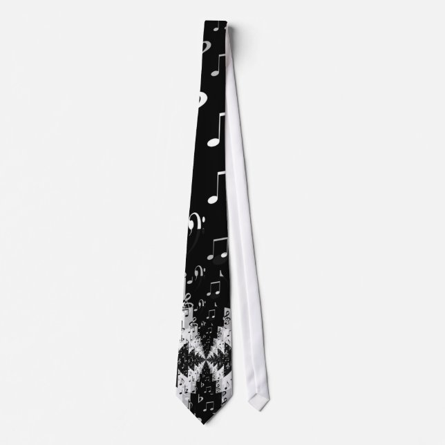 Black & White Echo Music Notes Men's Tie (Front)
