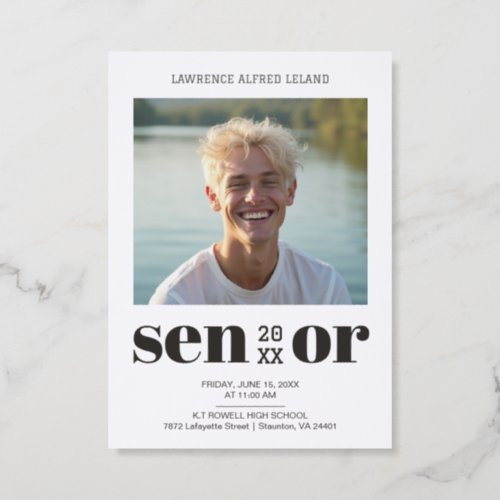 Black & White Editorial Style Senior Grad TMF26 Letterpress Photo Cards