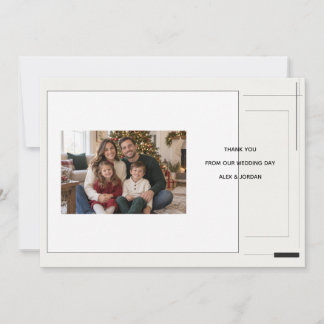 Black White Editorial Wedding Portrait Thank You Card