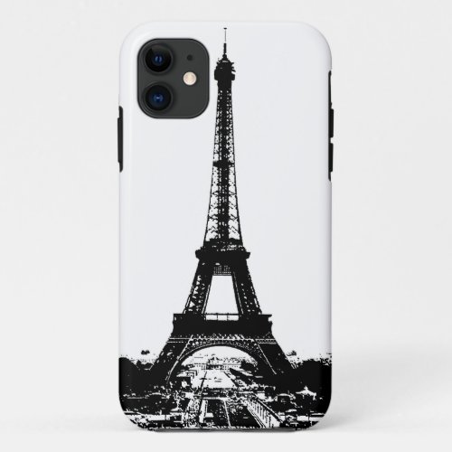 Black  White Eiffel Tower iPhone 11 Case