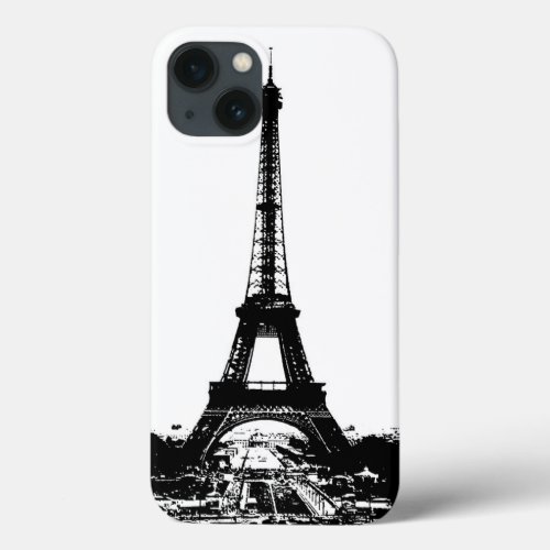 Black  White Eiffel Tower iPhone 13 Case