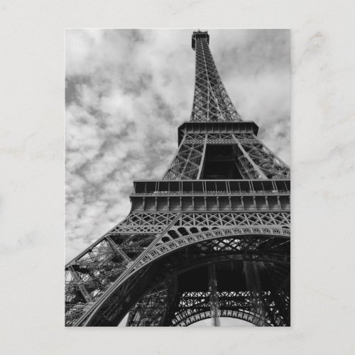 Black  White Eiffel Tower From Below _ Paris City Postcard