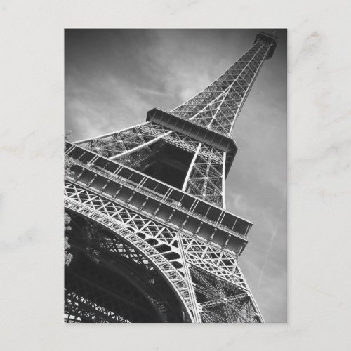 Black  White Eiffel Tower From Below _ Paris Postcard