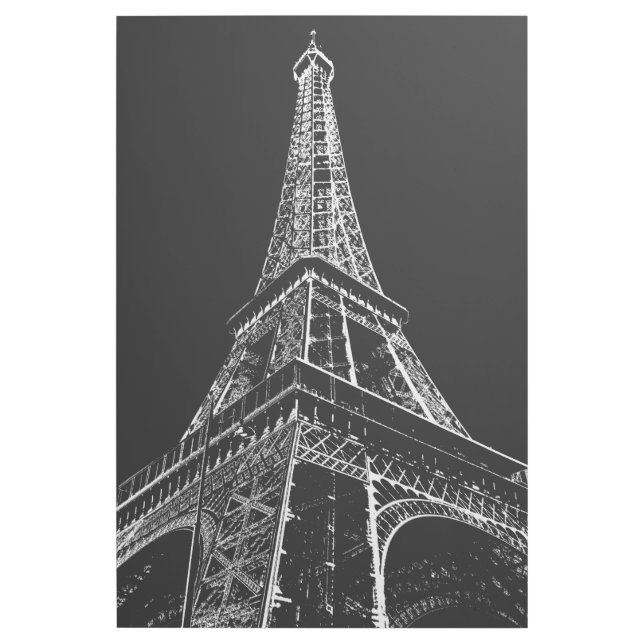 Black White Eiffel Tower in Paris Artwork Gallery Wrap (Front)