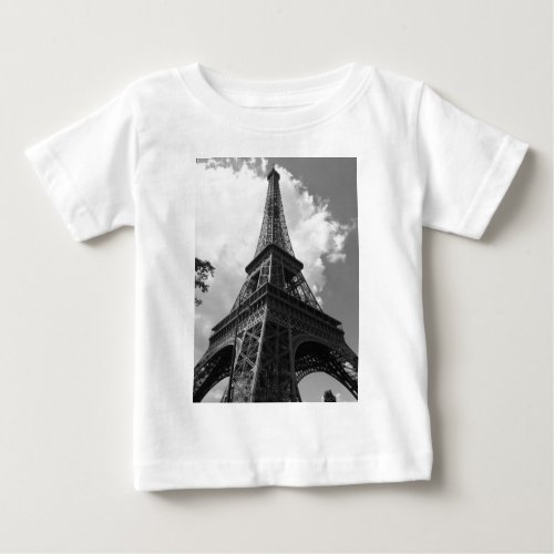 Black  White Eiffel Tower in Paris Baby T_Shirt