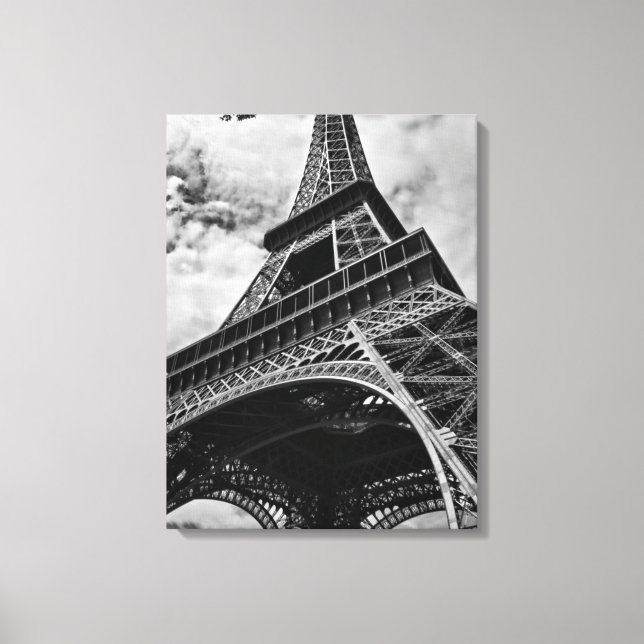 Black & White Eiffel Tower in Paris Canvas Print (Front)
