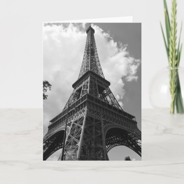 Black & White Eiffel Tower in Paris Card (Front)