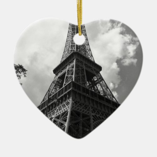 Black  White Eiffel Tower in Paris Ceramic Ornament