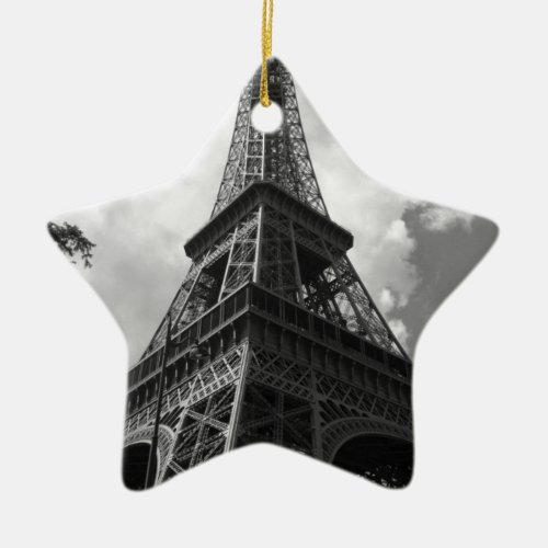 Black  White Eiffel Tower in Paris Ceramic Ornament