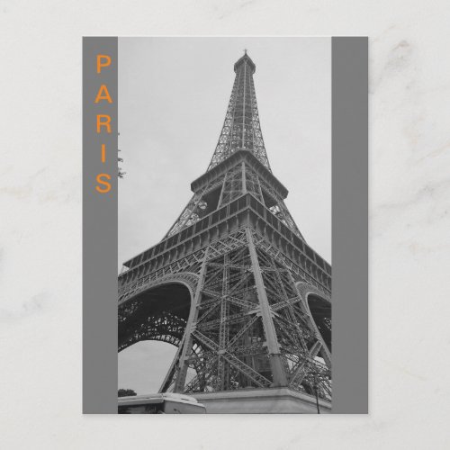 Black  White Eiffel Tower in Paris France Travel  Postcard