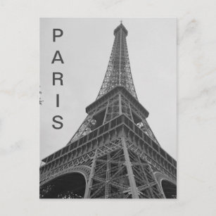 Black & White Eiffel Tower in Paris France Travel Postcard