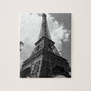 Black & White Eiffel Tower in Paris Jigsaw Puzzle