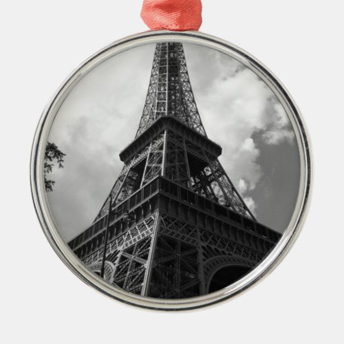 Black  White Eiffel Tower in Paris Metal Ornament