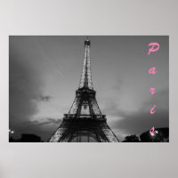 Black & White Eiffel Tower in Paris Night