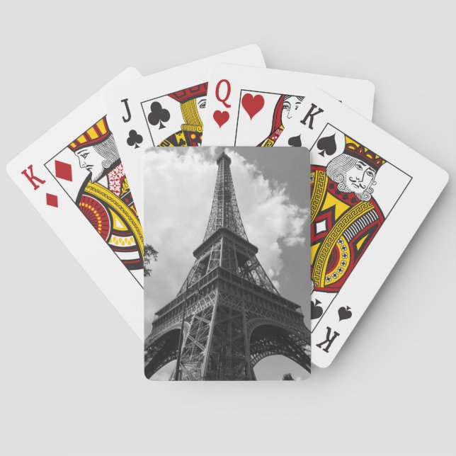Black & White Eiffel Tower in Paris Poker Cards (Back)
