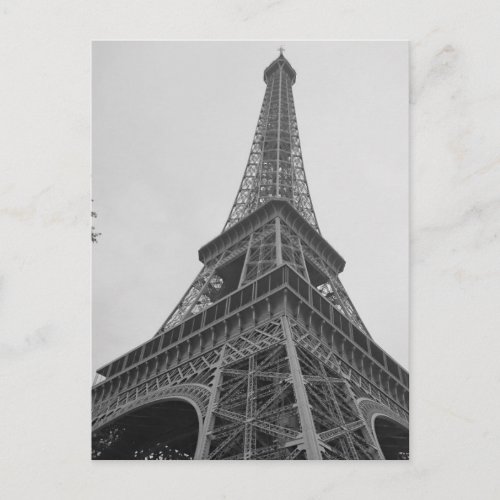 Black  White Eiffel Tower in Paris Postcard