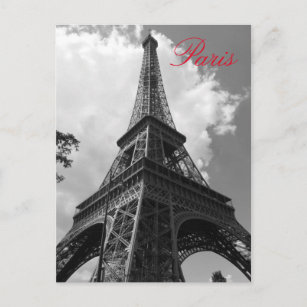 Black & White Eiffel Tower in Paris Postcard