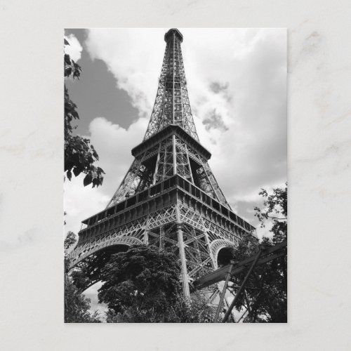 Black White Eiffel Tower in Paris Postcard