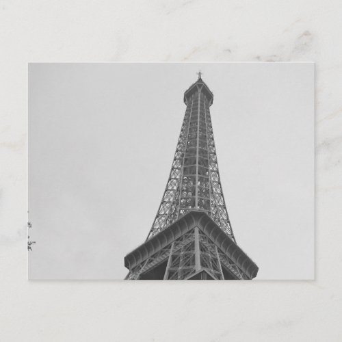 Black  White Eiffel Tower in Paris Postcard