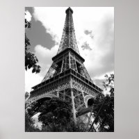 Black White Eiffel Tower in Paris Poster