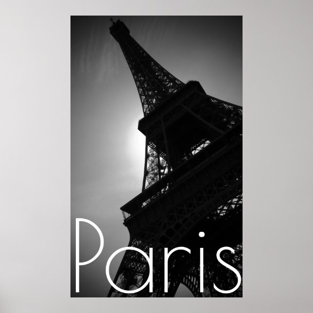 Black White Eiffel Tower in Paris Poster (Front)
