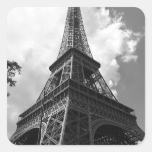Black & White Eiffel Tower in Paris Square Sticker