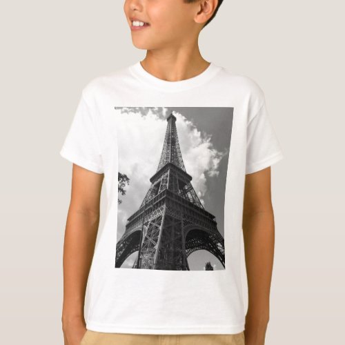 Black  White Eiffel Tower in Paris T_Shirt