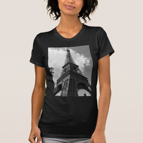 Black  White Eiffel Tower in Paris T_Shirt