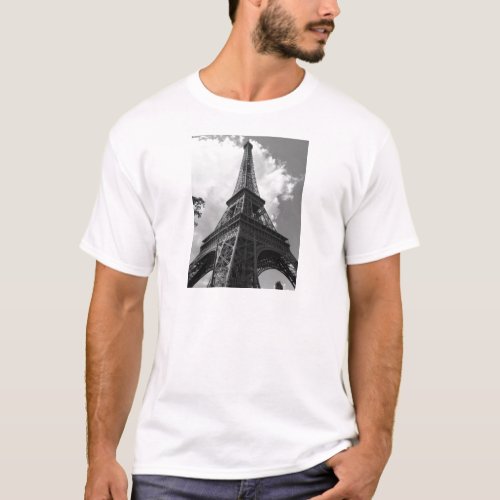 Black  White Eiffel Tower in Paris T_Shirt