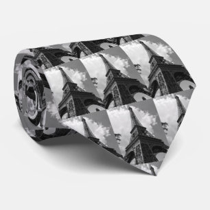 Black & White Eiffel Tower in Paris Tie