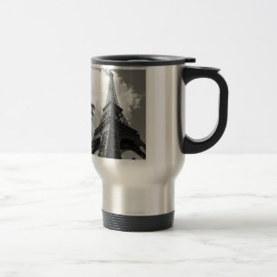 Black & White Eiffel Tower in Paris Travel Mug