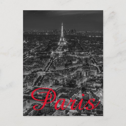 Black White Eiffel Tower Paris City French Travel Postcard