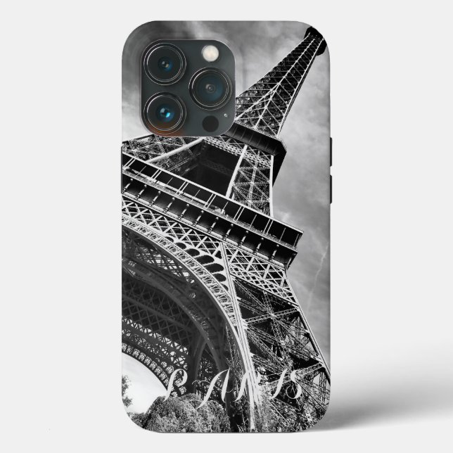 Black & White Eiffel Tower Paris Europe Case-Mate iPhone Case (Back)